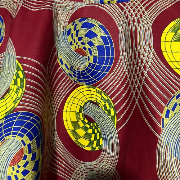 Women Size L Graphic Print Skirt Red Yellow Blue A Line Volume - Picture 2 of 8